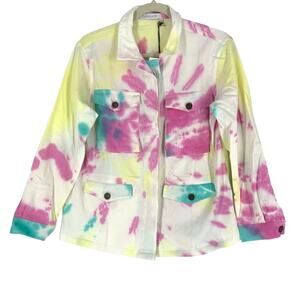Daydreamer Tie Dye Jacket White Pink Yellow 100% Cotton Women's Size Medium